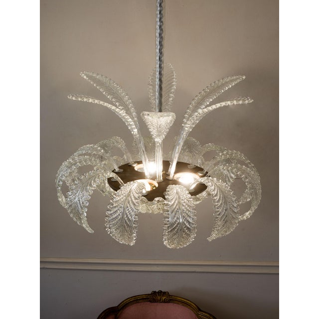 Vintage Art Deco Murano Glass Chandelier with Eighteen Leaves by Ercole Barovier, 1930s For Sale - Image 6 of 18