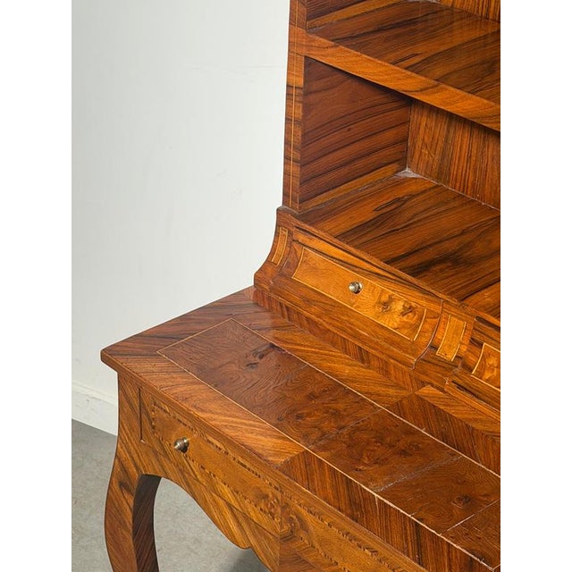 Wood Antique English Marquetry Secretary For Sale - Image 7 of 13