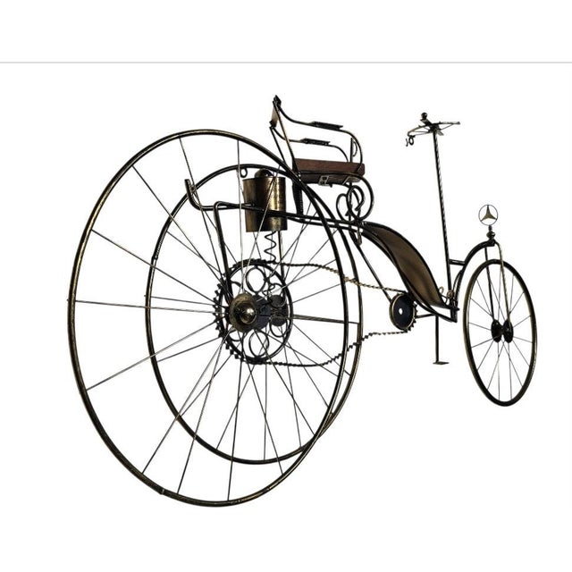 Curtis Jere 1980s Rare Curtis Jere Karl Benz Mercedes Brass Bicycle Sculpture For Sale - Image 4 of 18