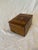 Antique wood tea caddy with intricate parquetry inlaid banding. Note that the inside has been modified.