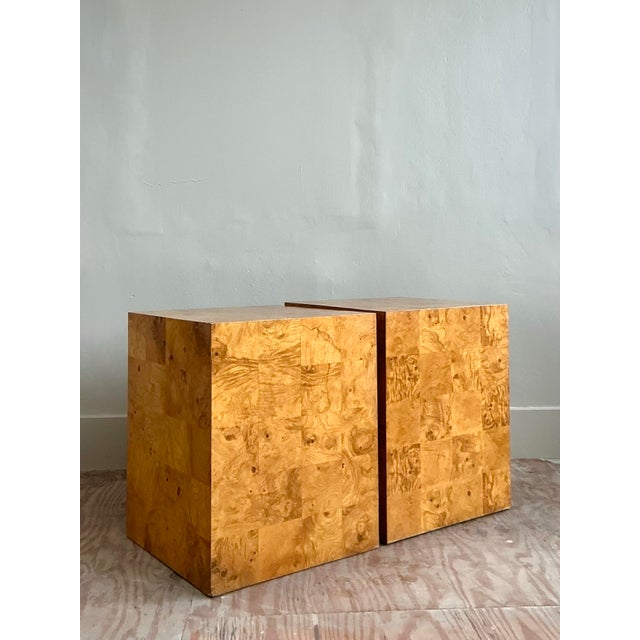 Wood Vintage Boho Patchwork Pedestals - A Pair For Sale - Image 7 of 7