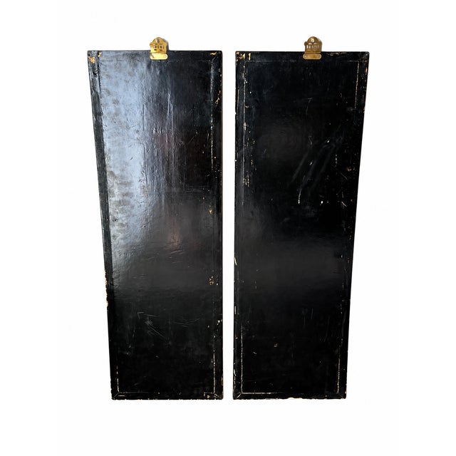 Late 20th Century Chinoiserie Black Lacquer & Mother-of-Pearl Relief Wall Panels — Set of 3 For Sale - Image 9 of 17