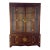 Late 20th Century Campaign or Chinoiserie Style Lighted China Hutch by Bernhardt Dark Oak & Brass For Sale