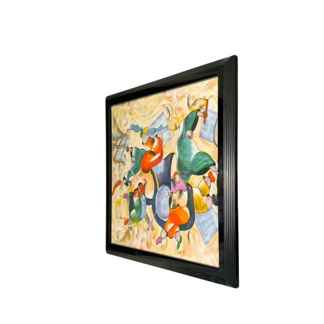 Abstract Painting Dynamic Music Signed N. Harris Vintage Abstract Expressionist Art For Sale - Image 3 of 5