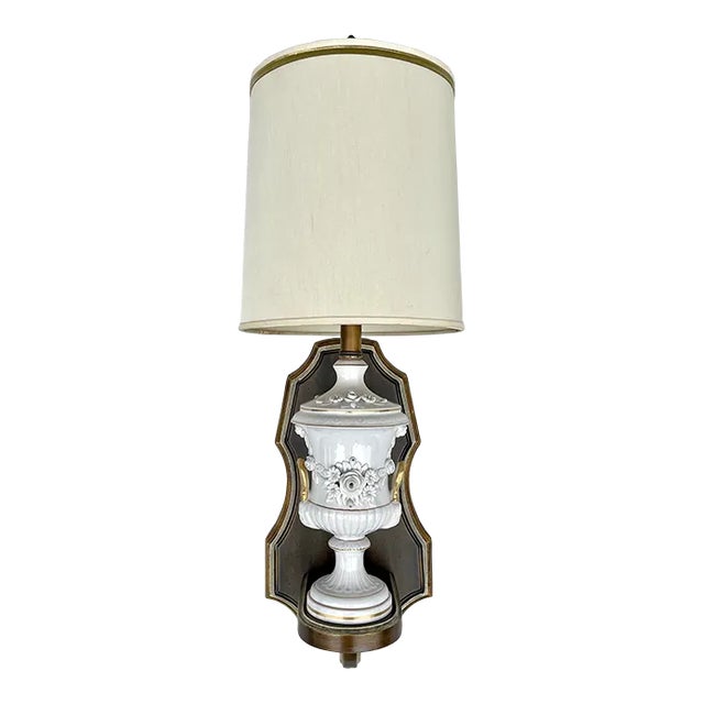 1950s Hollywood Regency Wall Mount Porcelain Urn Lamp Sconce For Sale