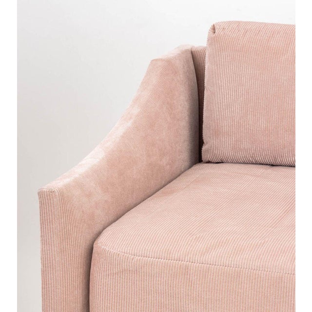 Contemporary Blush Pink Ribbed Velvet Upholstered Daybed For Sale - Image 3 of 8