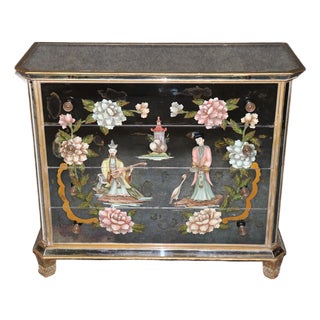Hollywood Regency Vere Eglomise Chinoiserie Style Commode For Sale