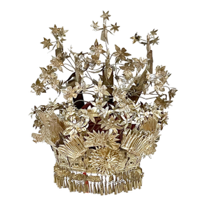 Chinese Silver & Leather Theatre Opera / Wedding Tiered Phoenix Headdress, 1920s