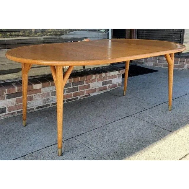 1950 Rare "Y" Leg Expandable Dining Table W 2 Leaves in the Style of Paul Laszlo For Sale - Image 9 of 13