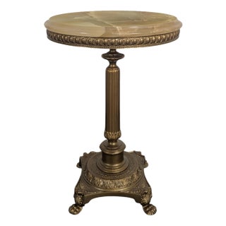 Neoclassical Style Pedestal Table in Onyx For Sale