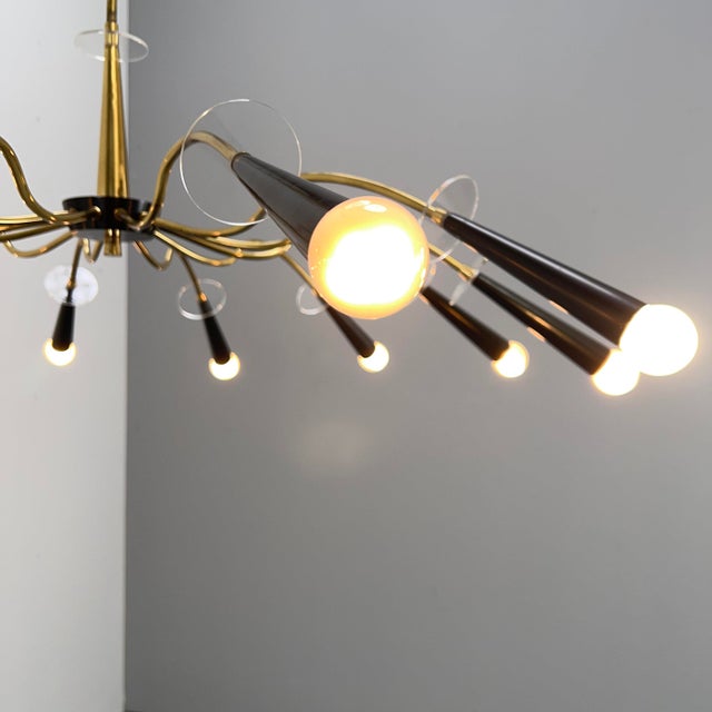 Mid-Century Modern Vintage German Sputnik Pendant Light with Acrylic Glass Panels, 1950s For Sale - Image 3 of 9