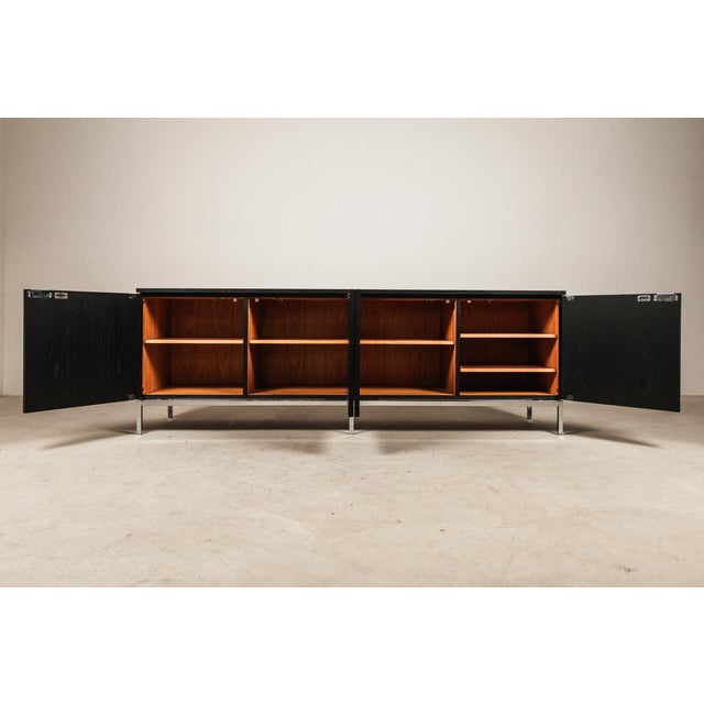 Wood Sideboard in Black Oak and Chrome by Florence Knoll Bassett for Knoll International, 1960s For Sale - Image 7 of 18