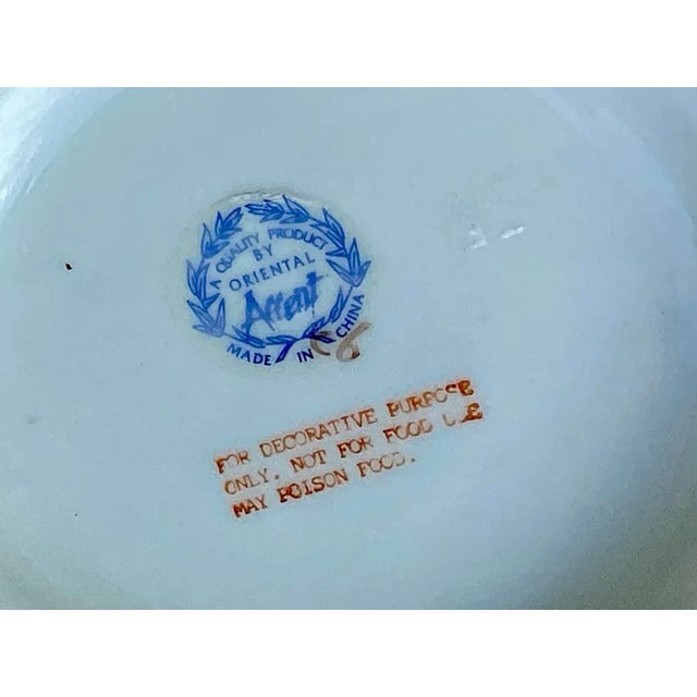 Blue Large Chinese Hand Painted Lotus Bowl - 14" Wide For Sale - Image 8 of 9