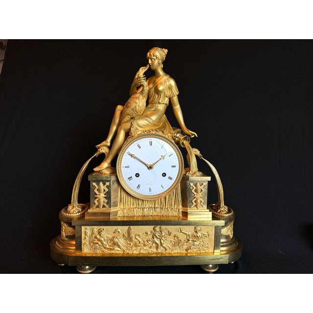 1800 French Artisan Empire Gold Bronze Mantel Clock For Sale - Image 11 of 18