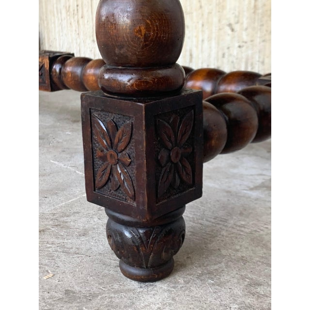 20th Century Spanish Baroque Style Oak Library Table For Sale - Image 11 of 12