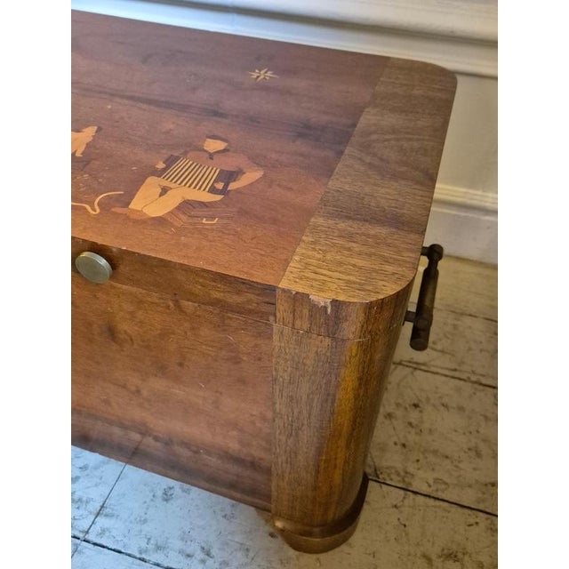 Swedish Modern Blanket Chest or Coffee Table with Marine Intarsia Decor, 1940s For Sale - Image 15 of 17