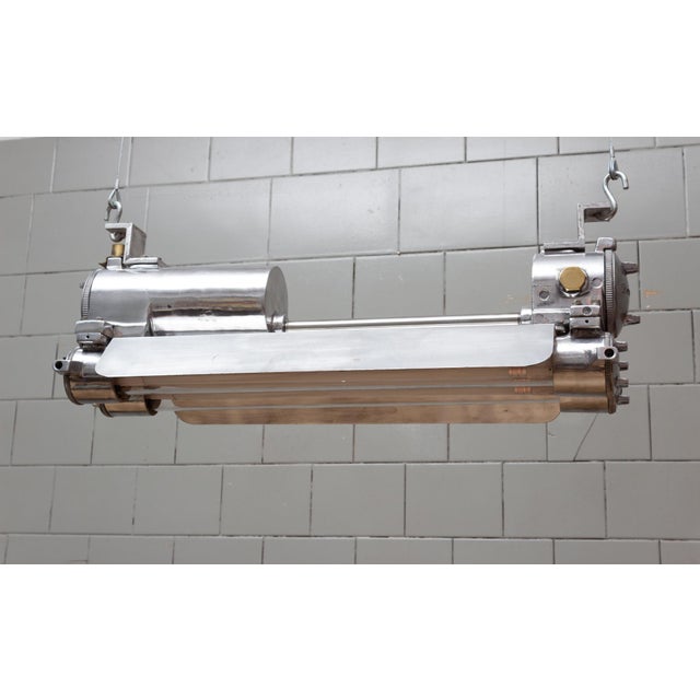 Industrial Polished Aluminium and Glass Pendant, 1970s For Sale - Image 11 of 11