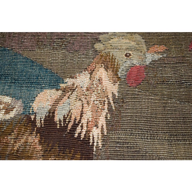 Green Antique Aubusson Verdure Tapestry, Large 18th C Handwoven French Wall Hanging, Forest Landscape Art For Sale - Image 8 of 14