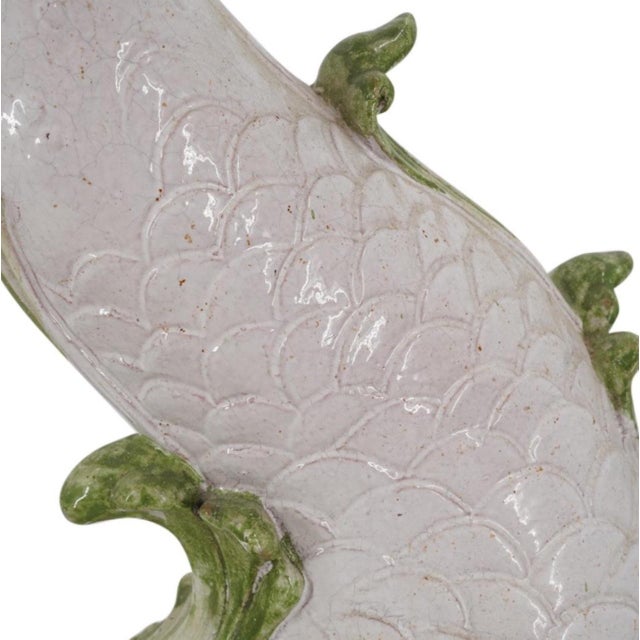 Mid-Century Modern Mid Century Majolica Italian Dolphin Ceramic Side Table For Sale - Image 3 of 8