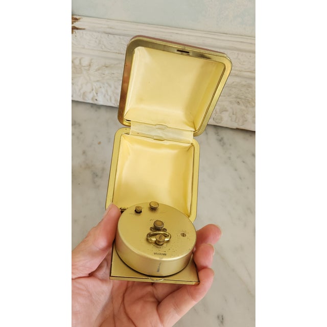 Beige Mid 20th Century Seth Thomas German Mechanical Travel Alarm Clock in Folding Case For Sale - Image 8 of 15