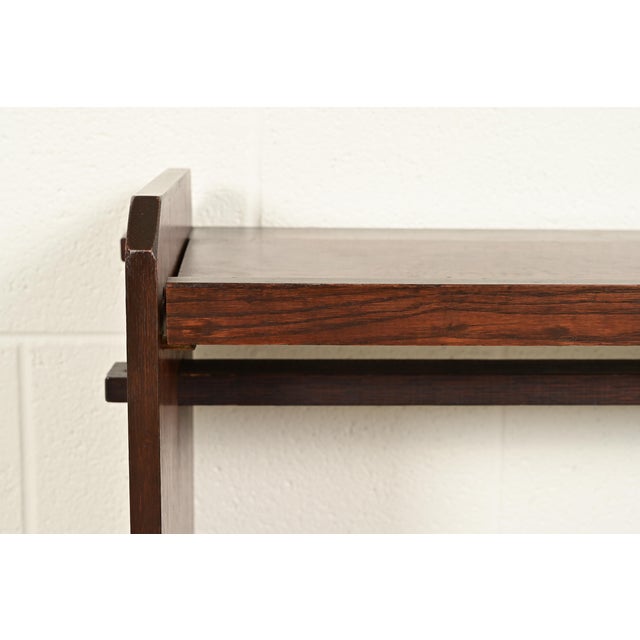 Early 20th Century Limbert Style Antique Mission Oak Arts & Crafts Book Trough or Magazine Stand, Newly Refinished For Sale - Image 5 of 11