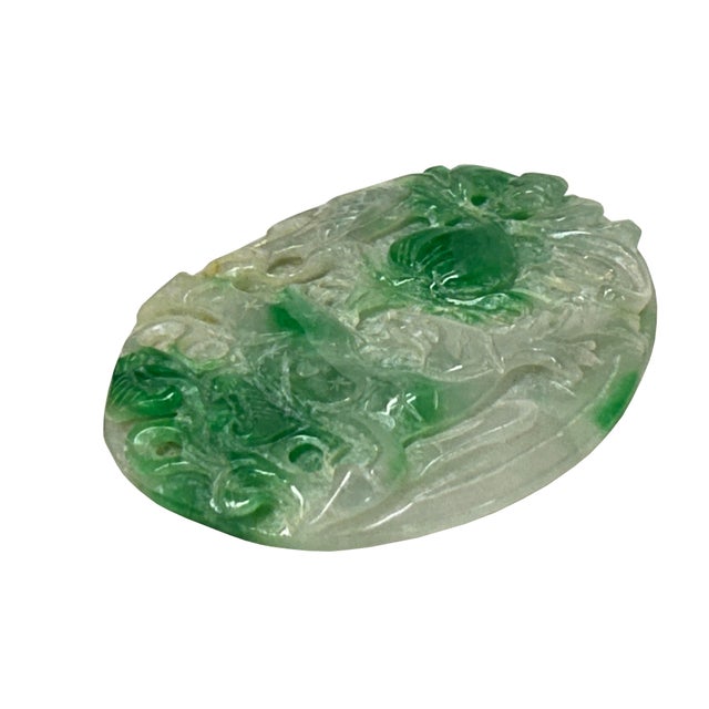 Asian Natural Stone Relief Motif Carving Oval Display Plaque Art For Sale - Image 3 of 11