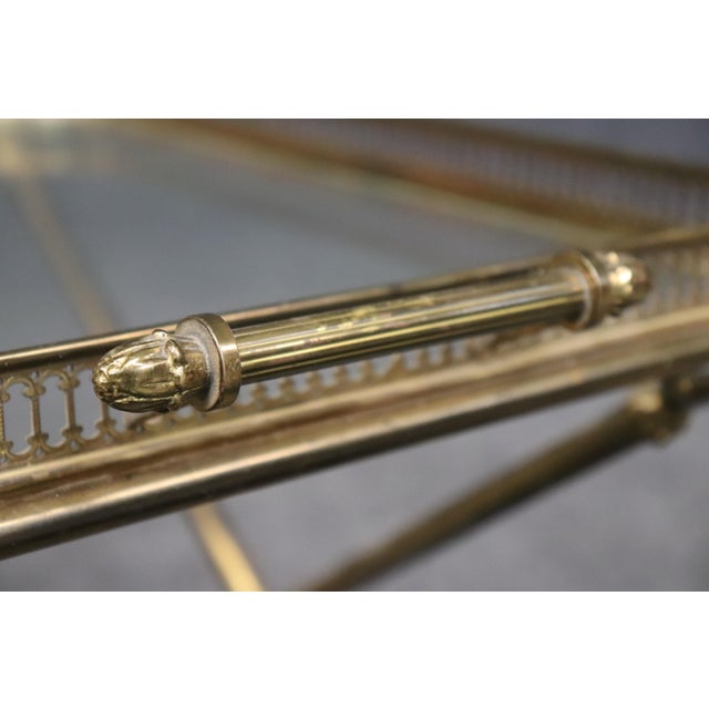 Solid Brass Andre Arbus Attributed Glass Top Serving Table W Cast Feet and Hands For Sale In Philadelphia - Image 6 of 7
