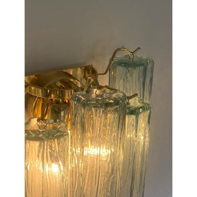 Italian Murano Glass Tronchi Wall Sconces in Green Tone by Simoeng, Set of 2 For Sale - Image 4 of 9