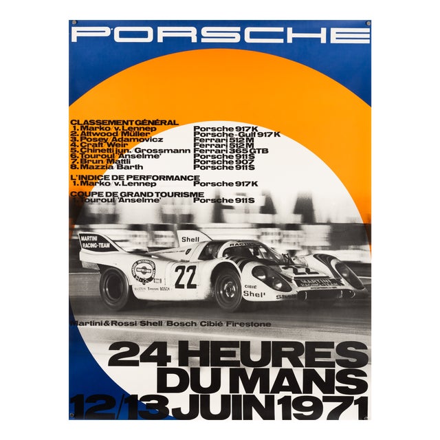24 Hours of Le Mans Porsche Poster, 1971 For Sale