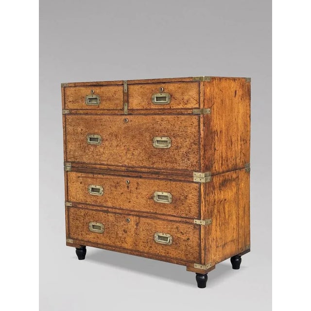 Military Campaign Chest of Drawers in Oak, 1840s For Sale - Image 12 of 18