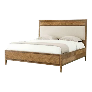 Herringbone Parquetry King Bed - Light Oak