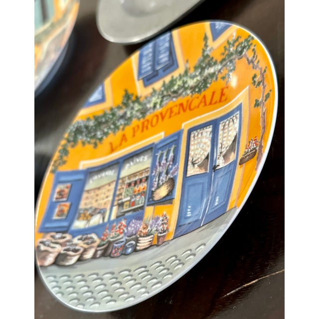 1980s Curated Vintage French Limoges Porcelain and Hand-Forged Pewter Dessert Plates - Set of 4 For Sale - Image 5 of 10