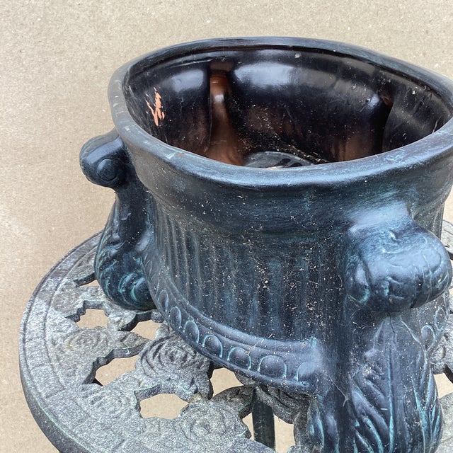 Onyx Vintage Ceramic Footed Jardiniere/Planter Neoclassical Design For Sale - Image 8 of 12
