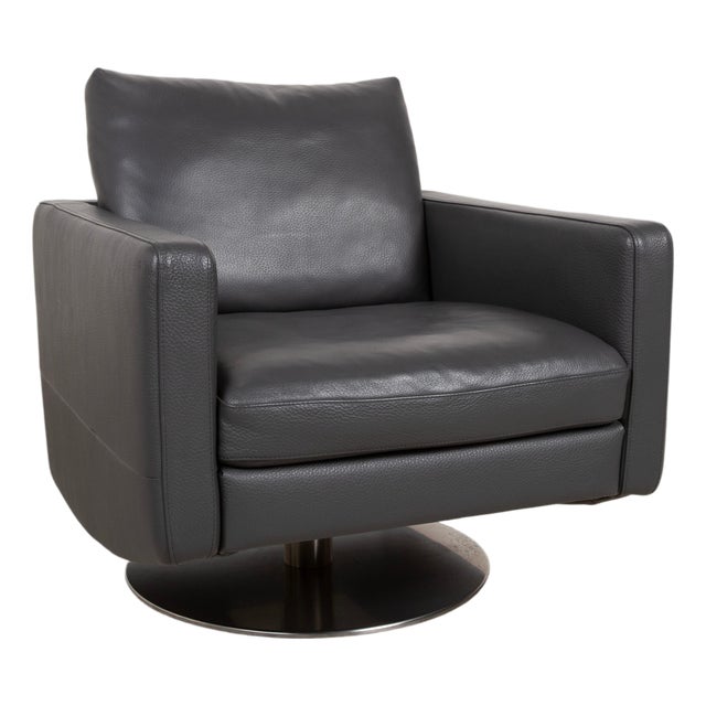 Relevé Armchair in Black Leather from Natuzzi For Sale