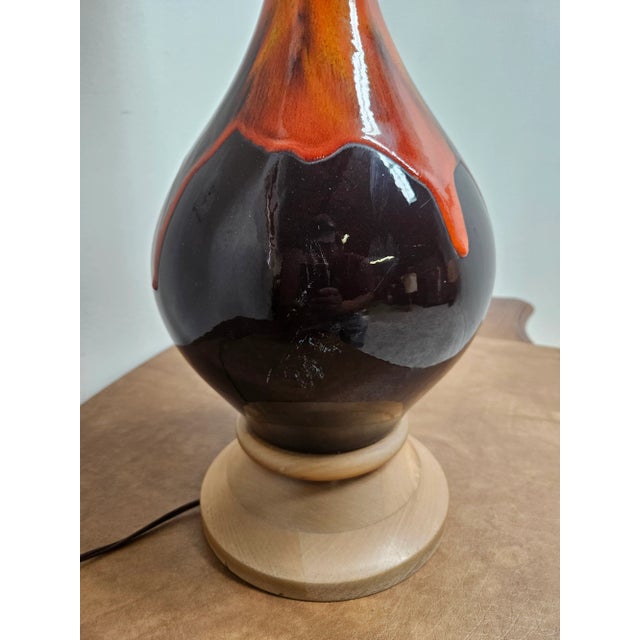 Ceramic 1960s Space Age Hollywood Regency Boho Drip Glaze Pottery Lamp For Sale - Image 7 of 11