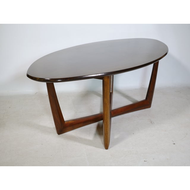 1960s Mid-Century Oval Coffee Table in Walnut from Kondor Möbel, 1960s For Sale - Image 5 of 8