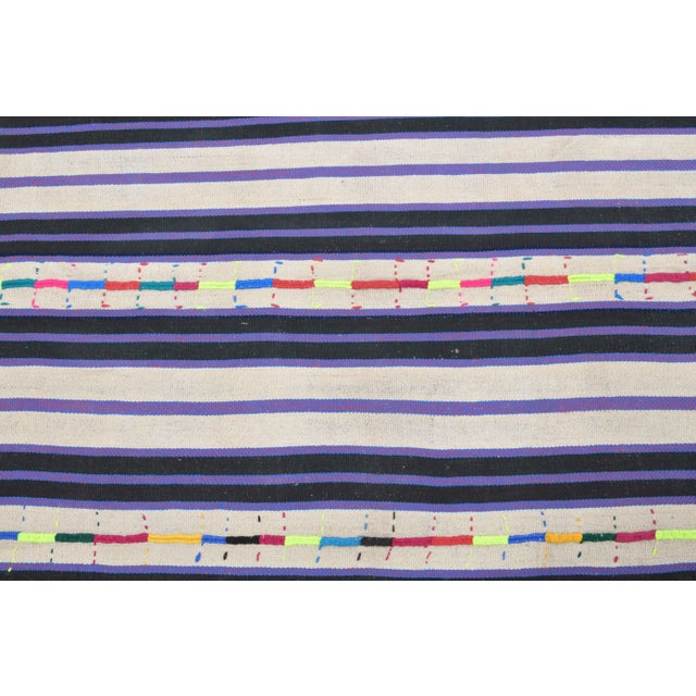 Textile Vintage Turkish Oushak Handmade Wool Cotton Purple Kilim Area Rug For Sale - Image 7 of 11