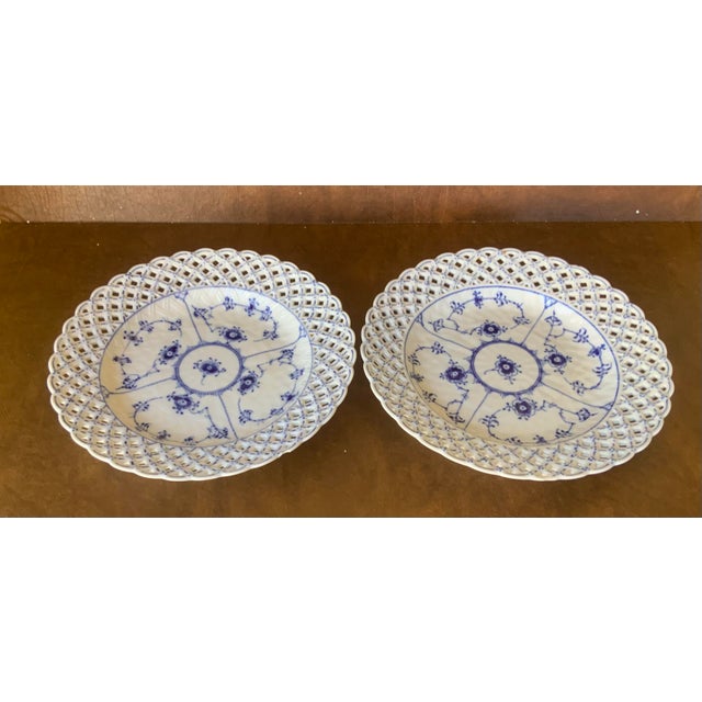 White 1970s Royal Copenhagen Blue Fluted Full Lace Plate 1098 For Sale - Image 8 of 8