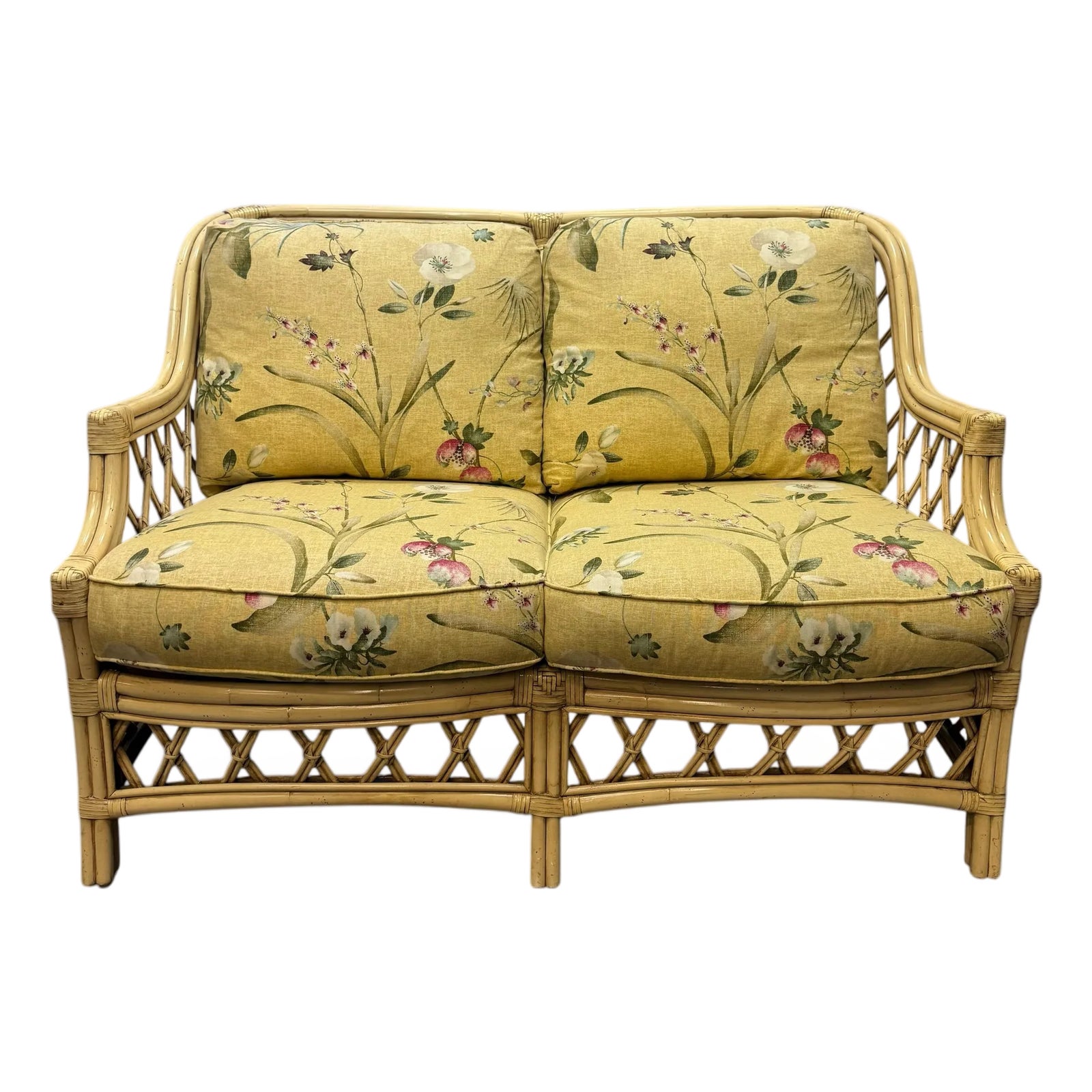 Vintage Lane Venture Coastal Style Ivory Wicker Settee / Loveseat