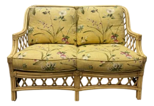 Vintage Lane Venture Coastal Style Ivory Wicker Settee / Loveseat
