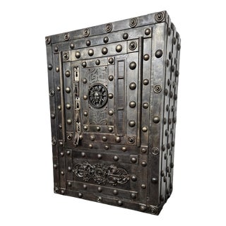 Antique 18th Century Italian Wrought Iron Hobnail Safe Box For Sale