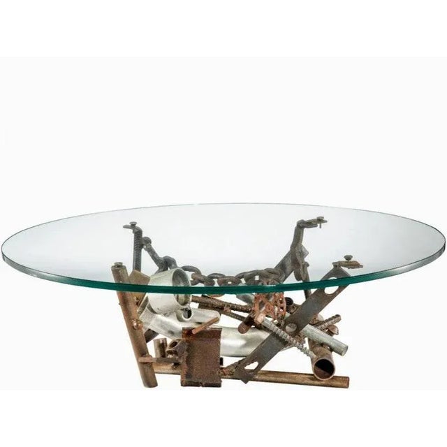 Modern Industrial American Brutalist Coffee Table Sculpture by Bruce Gray - Architectural Salvage Mixed Metal Found Object For Sale - Image 3 of 11