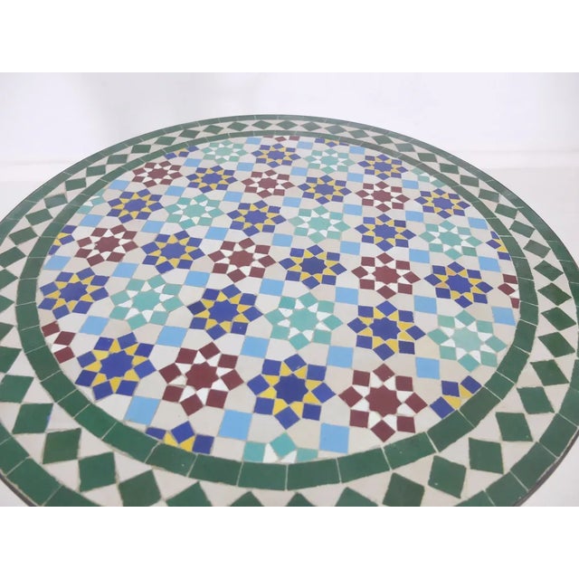 Round Multicolor Mosaic Table Moroccan Decor Art For Sale - Image 4 of 7