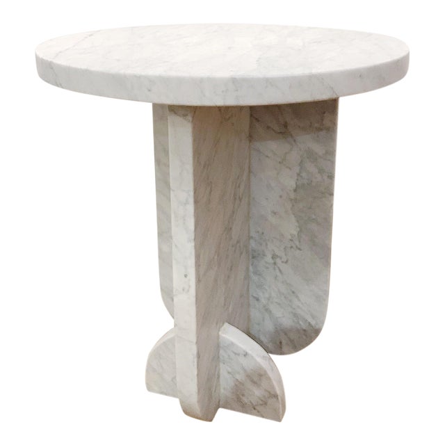 Minimalist Fin Marble Side Table For Sale