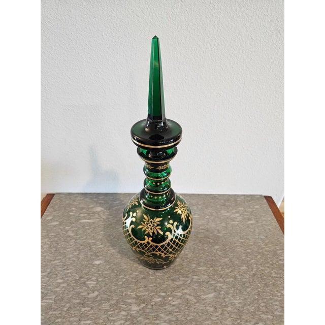 Late 19th Century Large Antique Bohemian Moser Gilt Enameled Decanter Bottle For Sale - Image 5 of 12