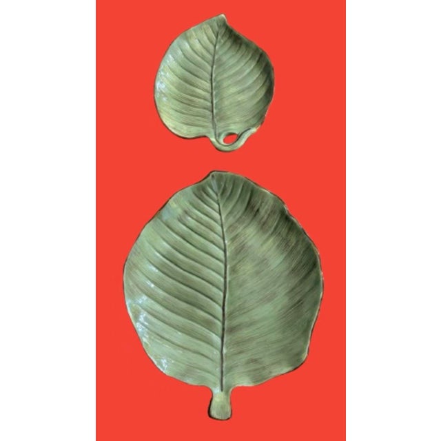 Asparagus Vintage Banana Leaves Platters by Raymond Waites - Sets of 4 For Sale - Image 8 of 11