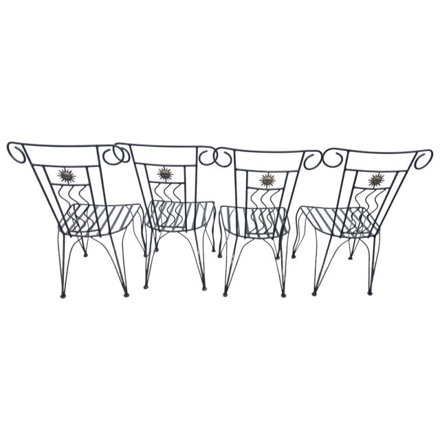 French French Style French Style Wrought Iron Chairs, Set of 4 For Sale - Image 3 of 9