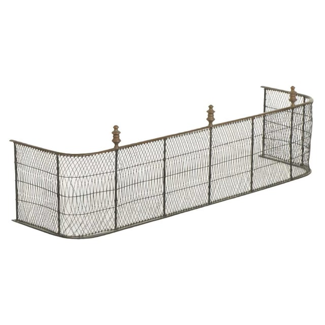 Very 'Federal period' brass, iron, and steel wire fireplace fender, hearth surround dating to the late 1800's. Sold brass...