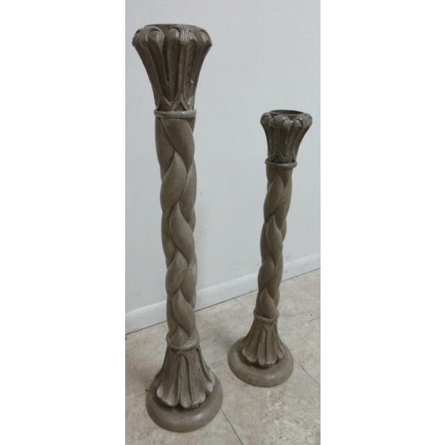 Dark Gray Pair John Richard Corinthian Greek Columns Candle Stand Stick pedestals For Sale - Image 8 of 10