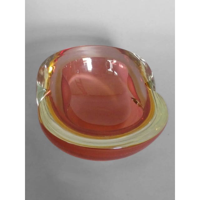 Heavy Murano Glass Clear to Vibrant Color Sommerso Pinched Bowl For Sale - Image 4 of 4
